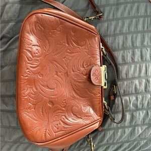 Patricia Nash Embossed Leather Crossbody Bag in Rich Tan